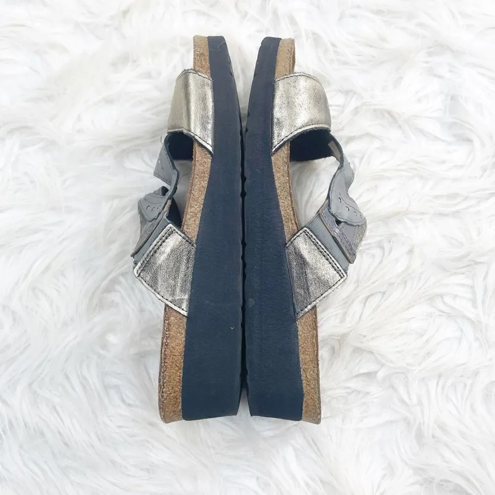 Naot Kimberly Metallic Leather Rhinestone Cork Sandals - Picture 8 of 11